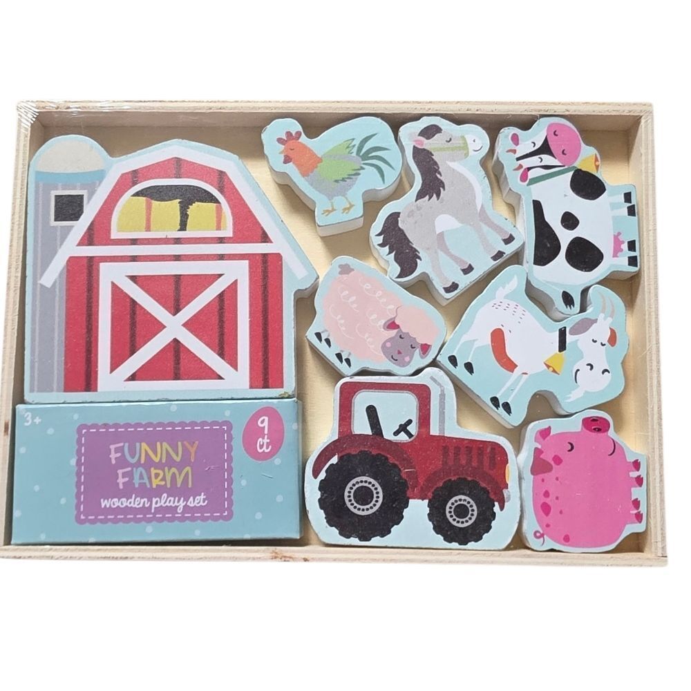Funny Farm Wooden Play Set - 9 Pcs